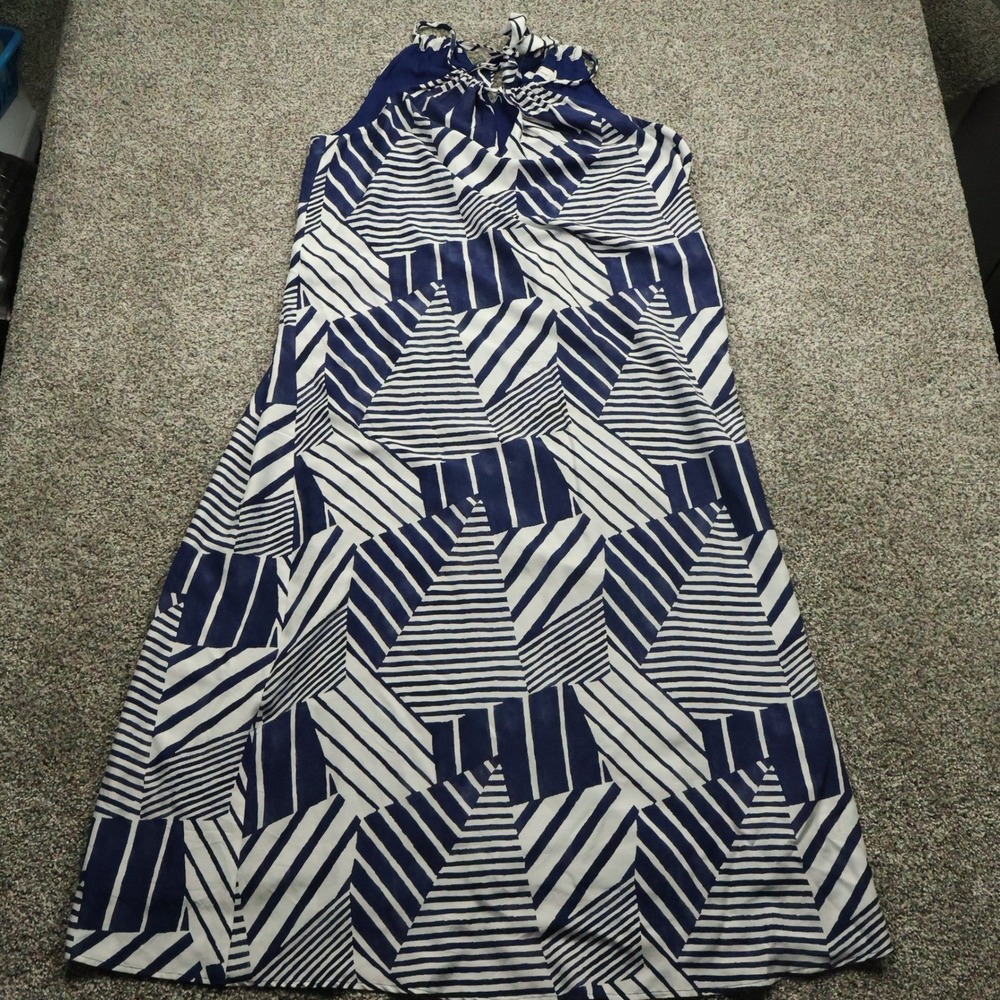Vineyard Vines Maxi Dress Women's Large silk Geometric Sleeveless Summer